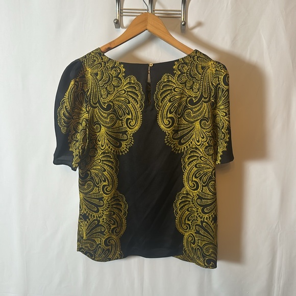 Vintage Juicy Couture Black & Gold Paisley Blouse - Picture 2 of 7